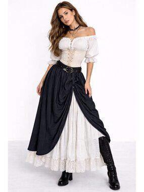NEW SCARLET DARKNESS maxi skirt black SMALL pirate renaissance gothic medieval